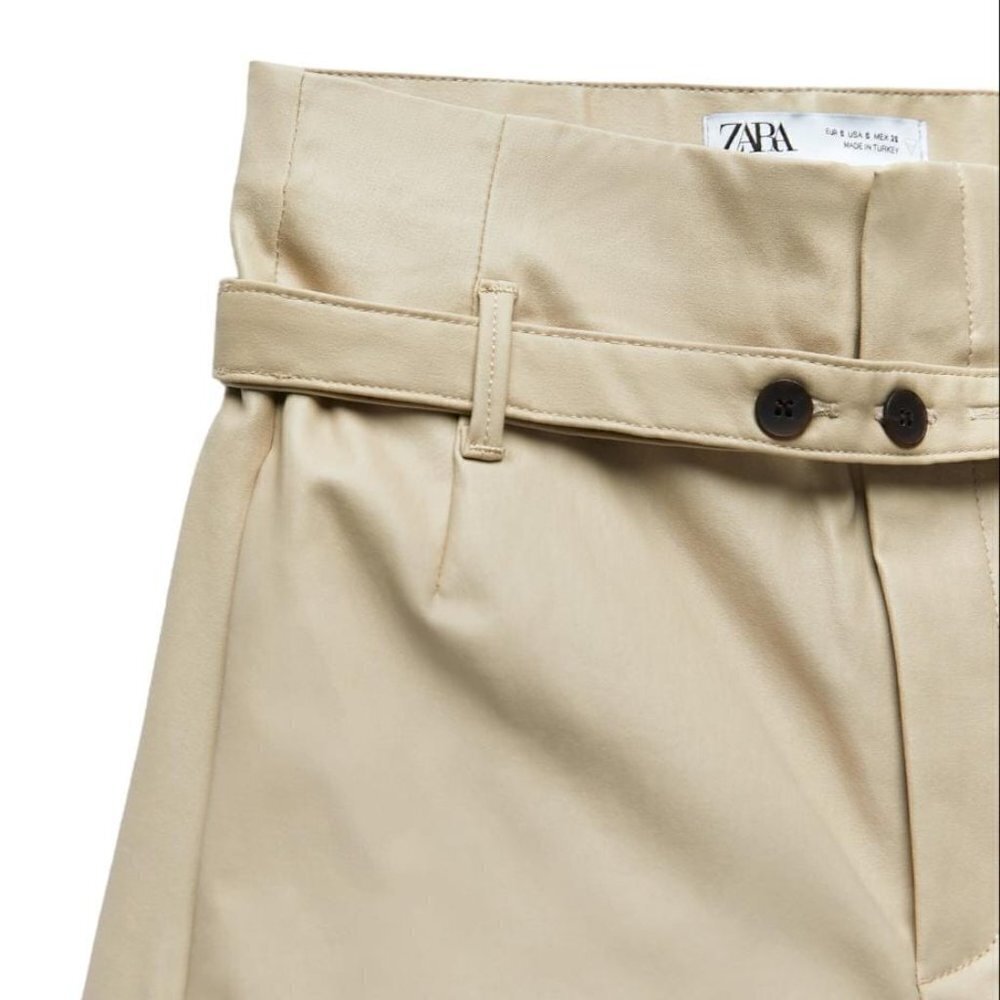 ZARA COATED SHORTS BEIGE SIZE M 7385/170/708